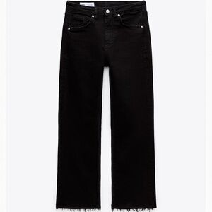 Zara Black Flared Cropped High Waist Trf Jeans
